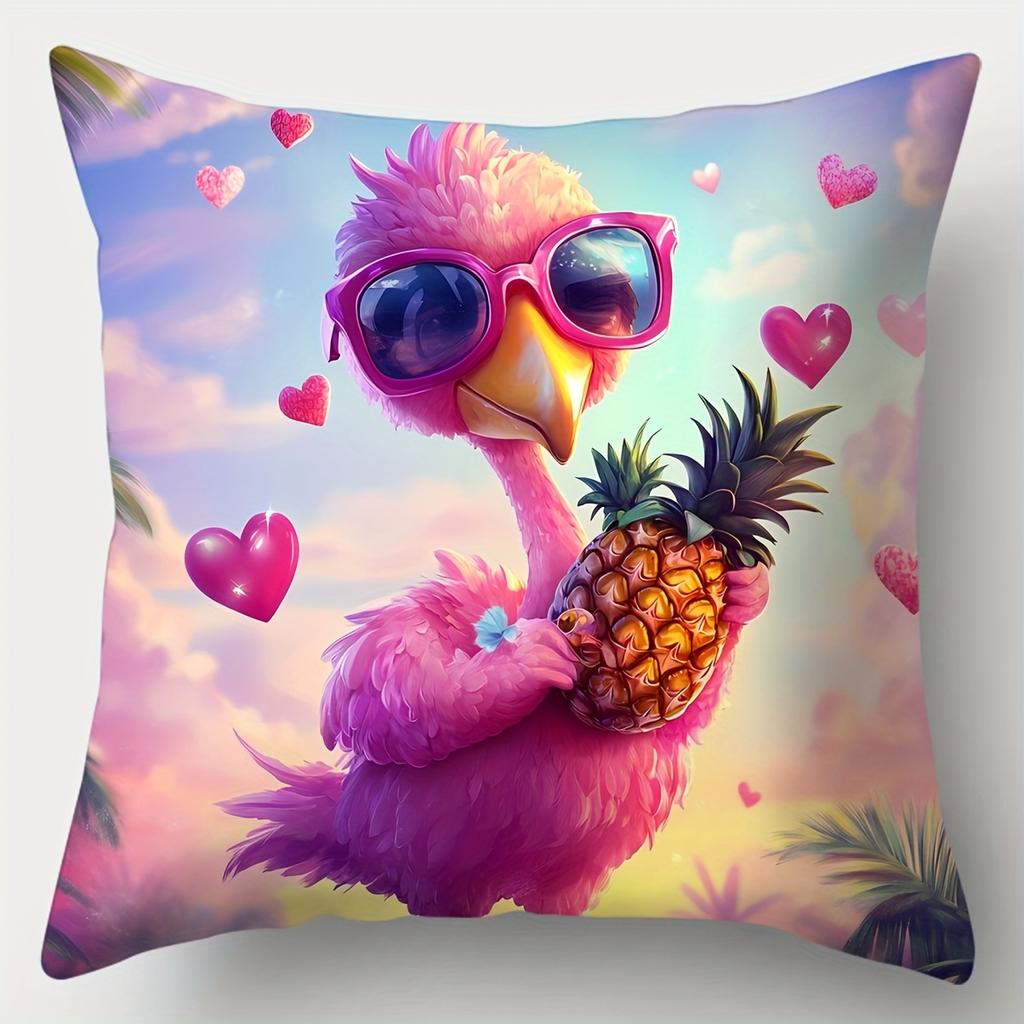 Beach Summer Style Pillow Covers, Colorful Flamingo & Pineapple Print Cushion Cases, Cozy Home Decor For Bedroom Living Room
