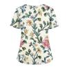 Medizinisches Kasack-Oberteil mit Blumendruck, V-Ausschnitt, Taschen und Seitenschlitzen, Kurzarm, Krankenschwester-Uniformhemd für Damen