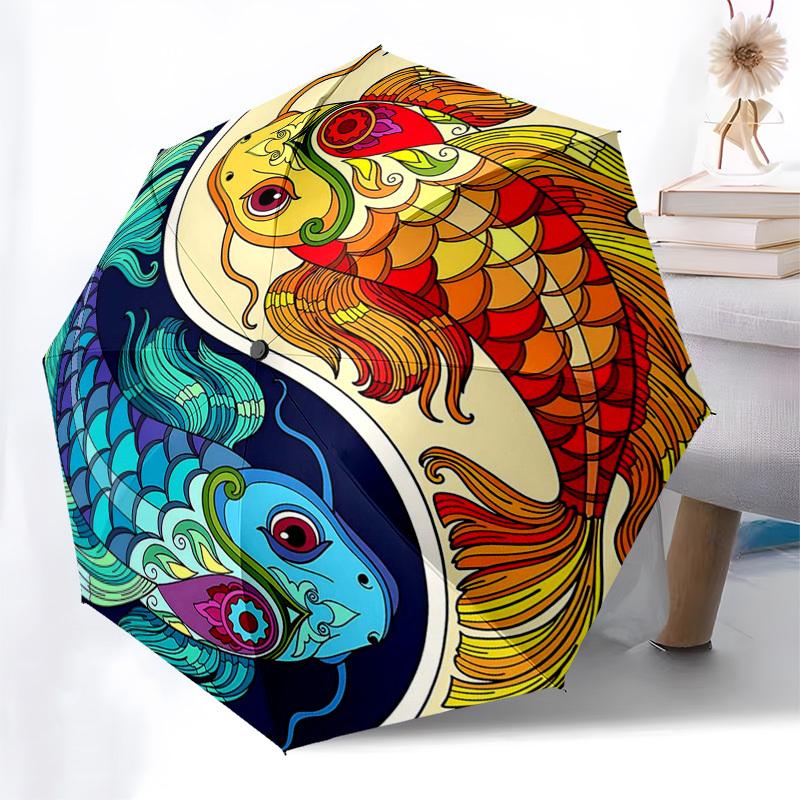 

1pc Winter Wonderland Automatic Opening Folding Umbrella, 8 Rib Iron Frame Outdoor Umbrella, Perfect Festival Gift for Fans, Travelers & Daily Use.D07