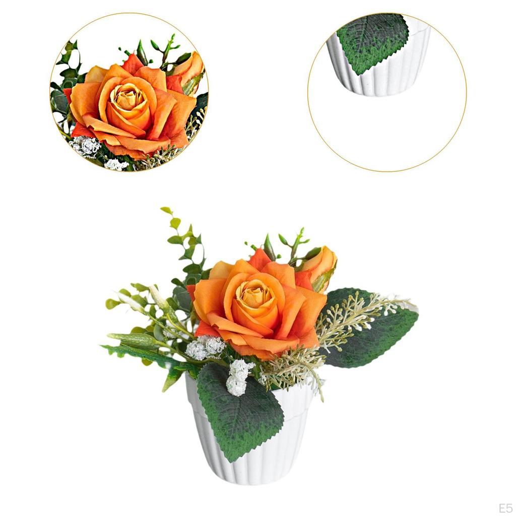 Artificial Potted Rose Flowers Fake Plants Decoration Table Ornament for Banquet Bedroom