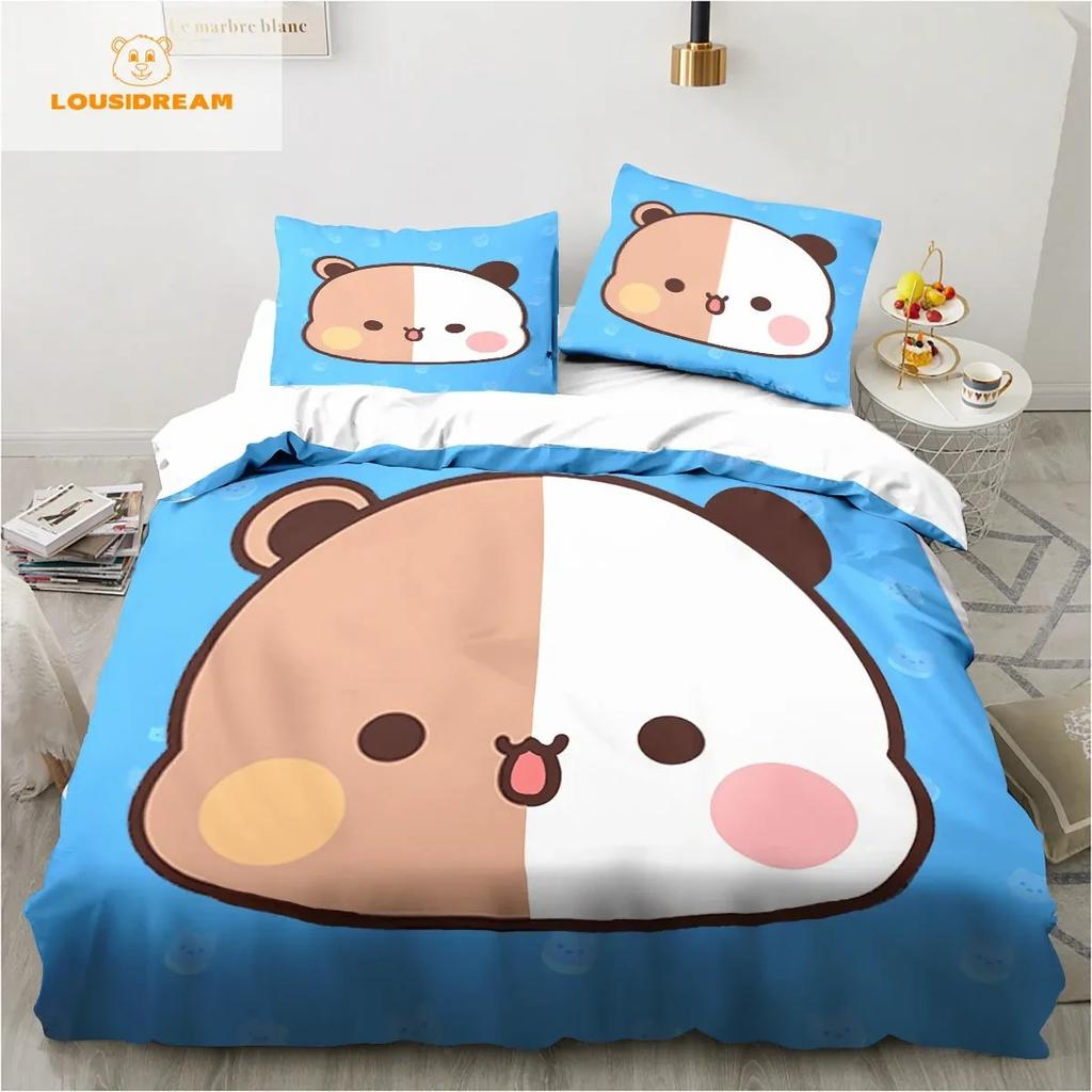 Bubu Dudu Cartoon Cute Bear Kawaii Christmas Gift King Twin Double Child Bedding Set Microfiber or Polyester Duvet Cover Set