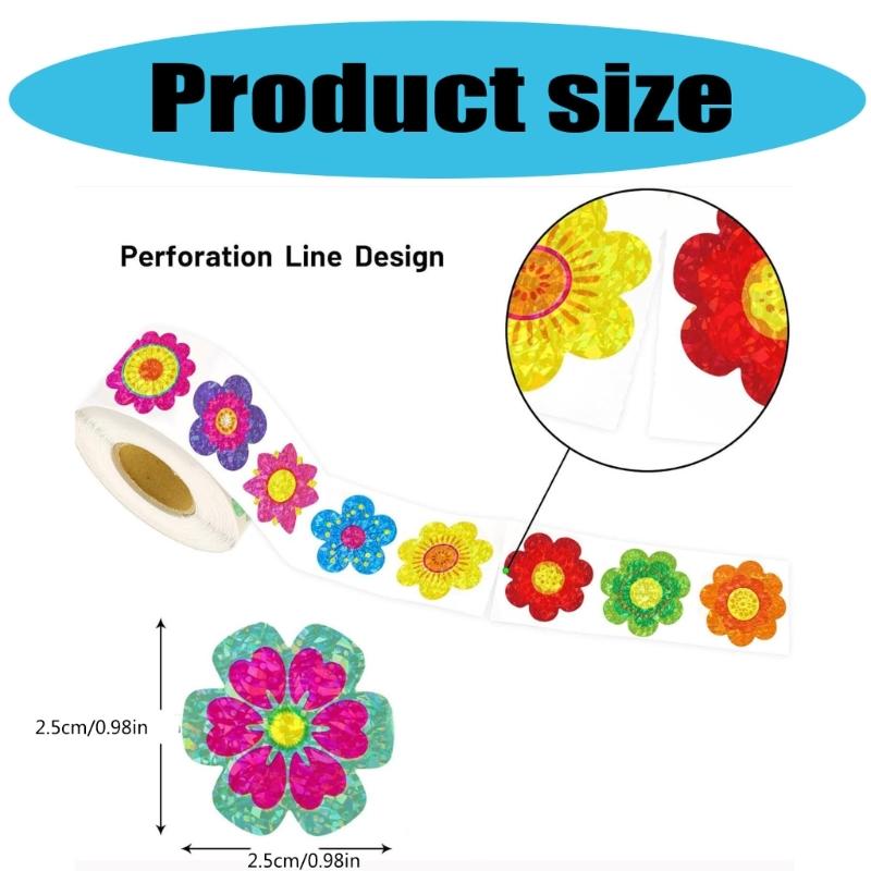 500Pcs Flower Sticker Glittering Seal Sticker Adhesive Wrapping Label for Scrapbooking Packaging Kids Rewarding Sticker