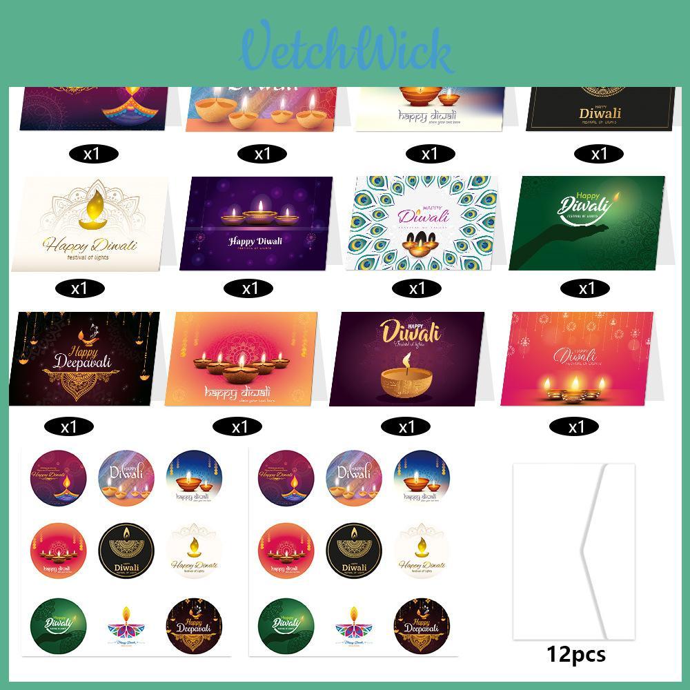 Diwali Festgrußkarten-Sammlung Mit Umschlägen Und Dekorativen Stickern Für Die Event-Nutzung