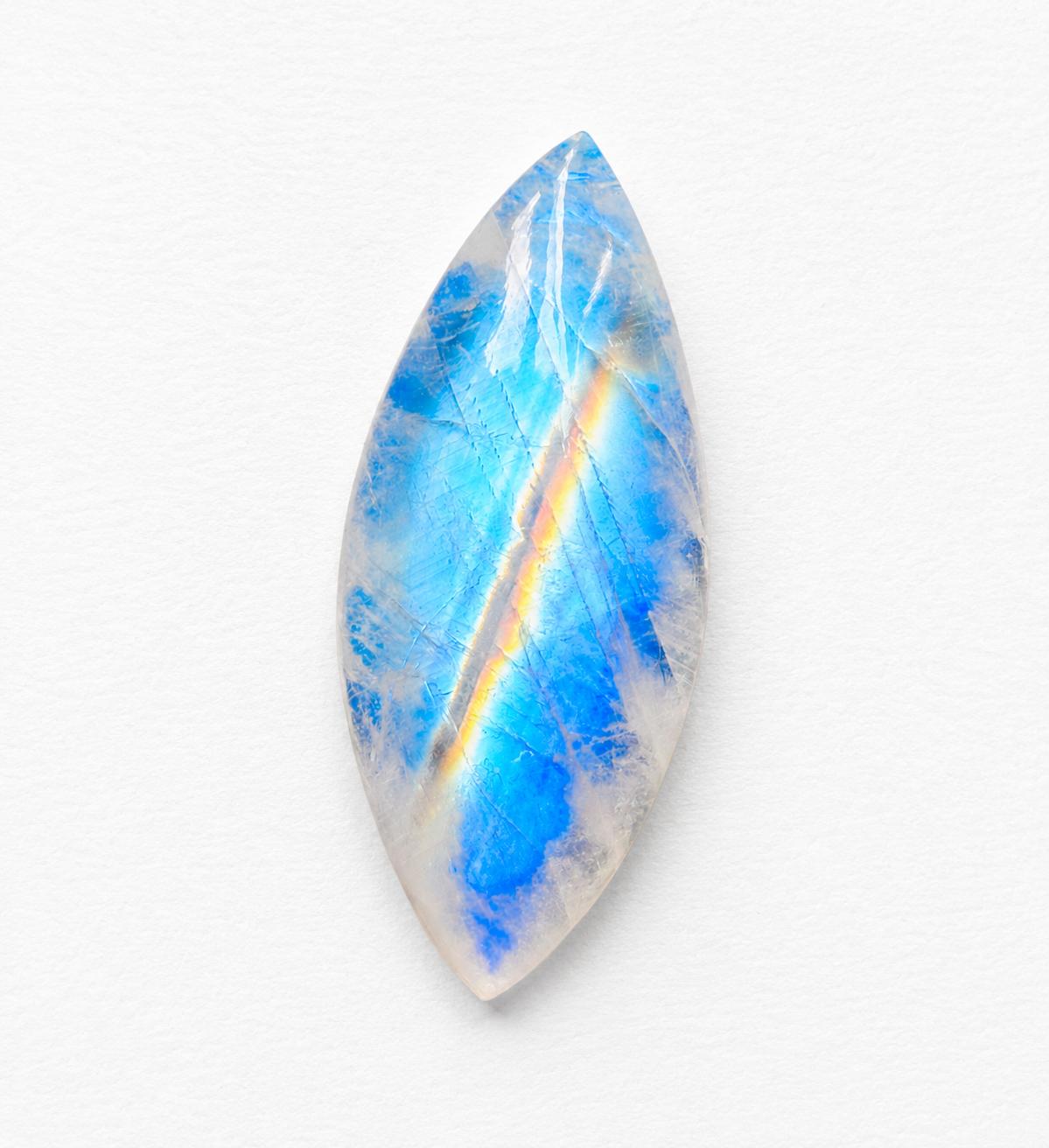 Rainbow Moonstone Marquise Cabochon 36x15x7mm | Natural Flashy Moonstone Gemstone | Jewelry Making Stone for Pendants 36 × 15 × 7 mm белый