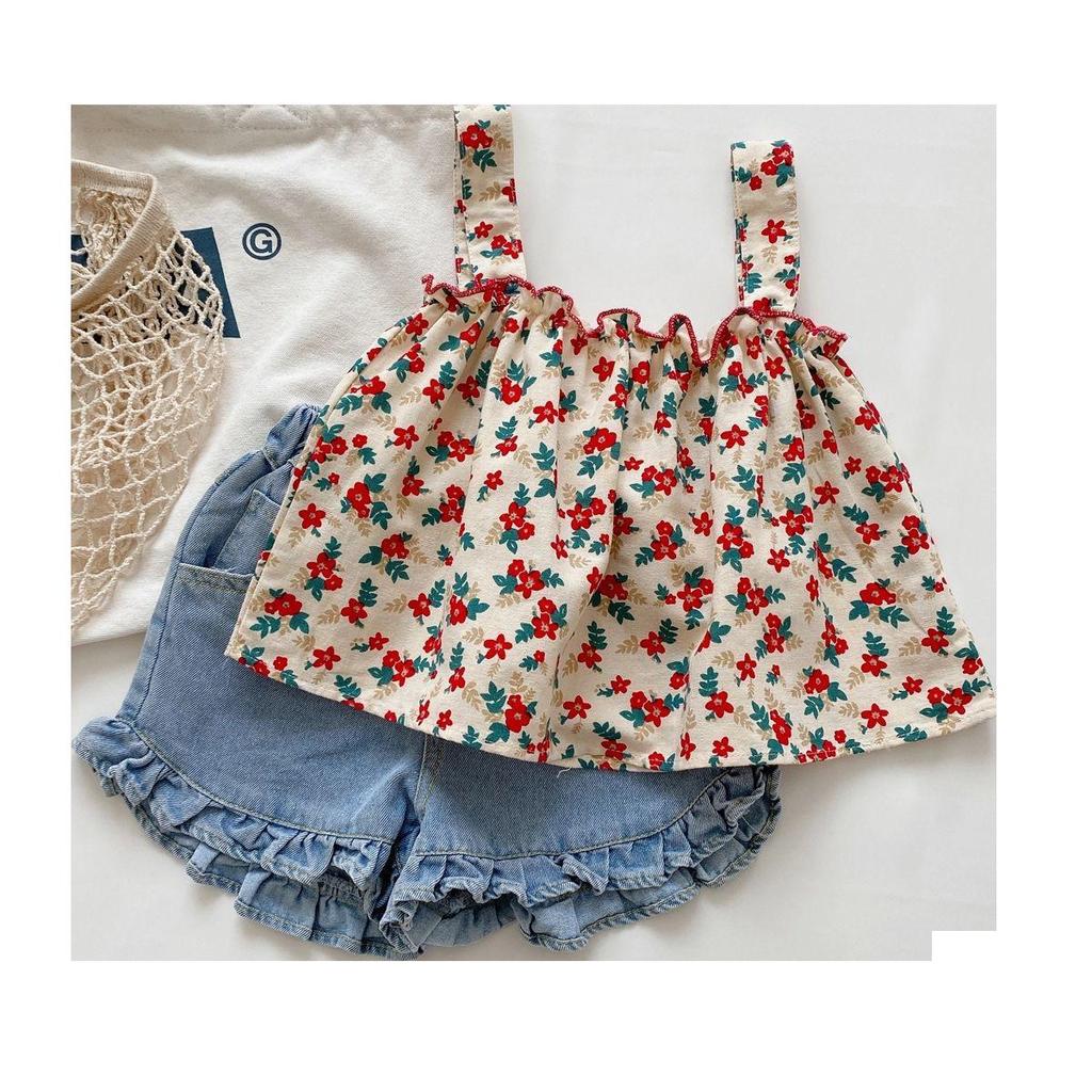 2022 Sommer Koreanischer Stil Baby Mädchen Camisole & Shorts Zweiteiler