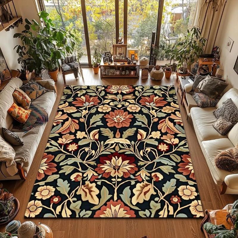 French Retro Carpet Plant Butterfly Fox Flower Rug Anti Dirty and Wear-resistant Bedside Mat Rugs Living Room Bedroom Decor