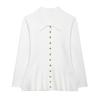 Women's Fashion Knitting Tops White Turn-Down Collar Long Sleeves Single-Breasted Cardigans Female 2025 Spring New Elegant Top