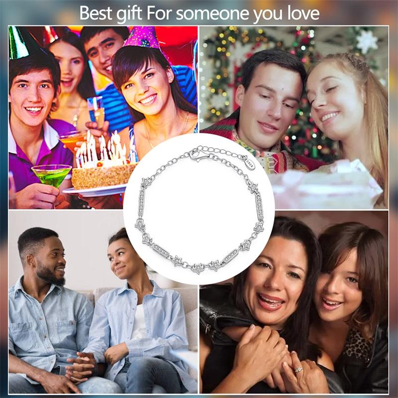 New 925 Silver Minimalist Star Zircon Bracelet Fit Fashion Women Birthday Party Jewelry Gift