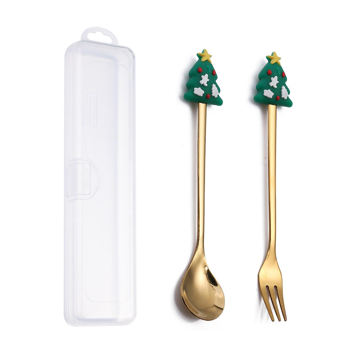 

New Christmas Spoon Fork Christmas Decoration for Home Xmas Gifts Christmas Tableware Decor Kitchen Supplies New Year Gifts ADM