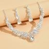 3pcs Women's Zircon Set with Zircon Inlaid Rhinestone Women's Earrings Necklace Bridal Wedding Dress Accessories