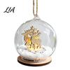 Lighted Christmas Tabletop Decor Glass Ball Ornament, LED Winter Snow Scene Wonderland Props Hanging Bauble with Reindeer Cabin for Tree Decorations