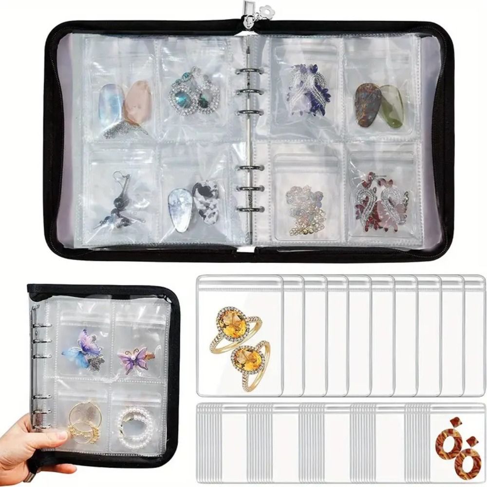Loose-leaf Jewelry Storage Booklet Transparent Jewelry Organizer Ornament Sealed Bag  Jewelry