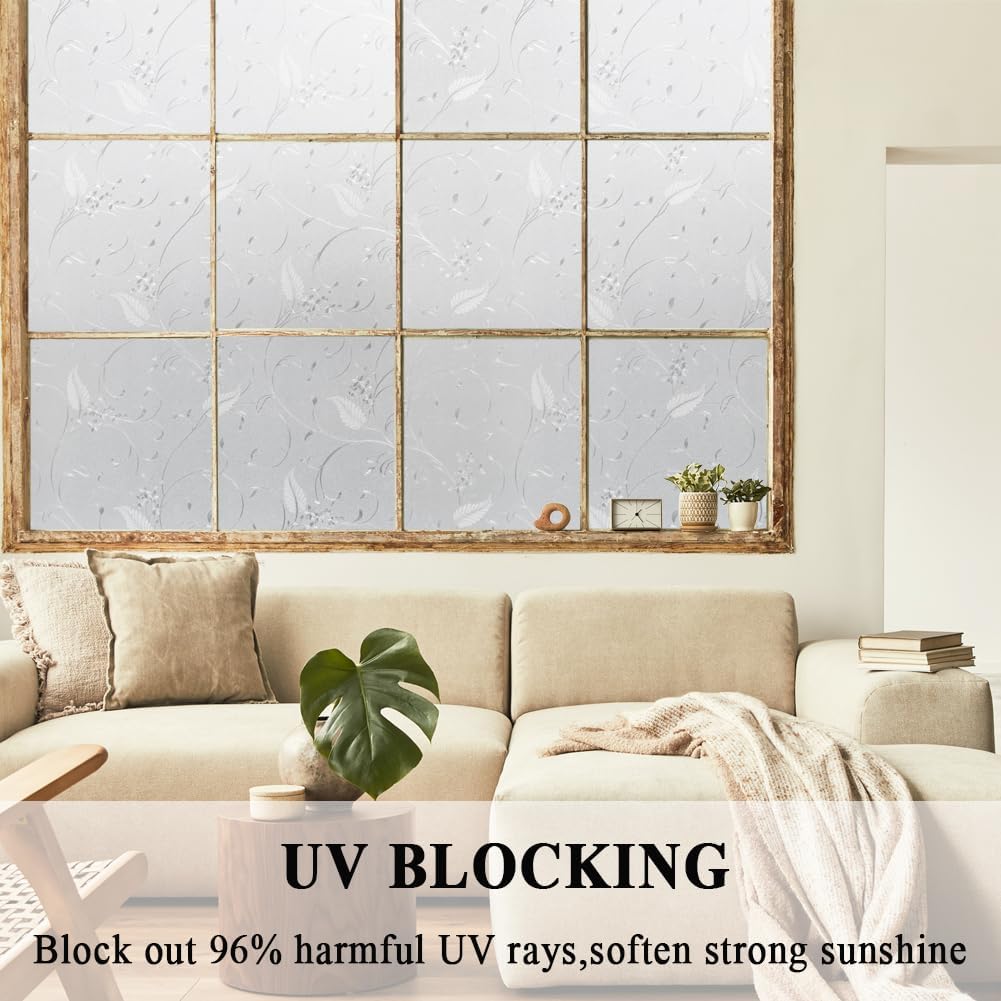 Soukromá okenní fólie Leptané květiny Statická přilnavost Fólie na skleněné dveře Bez lepidla Kontrola tepla Anti UV Okenní fólie pro domov