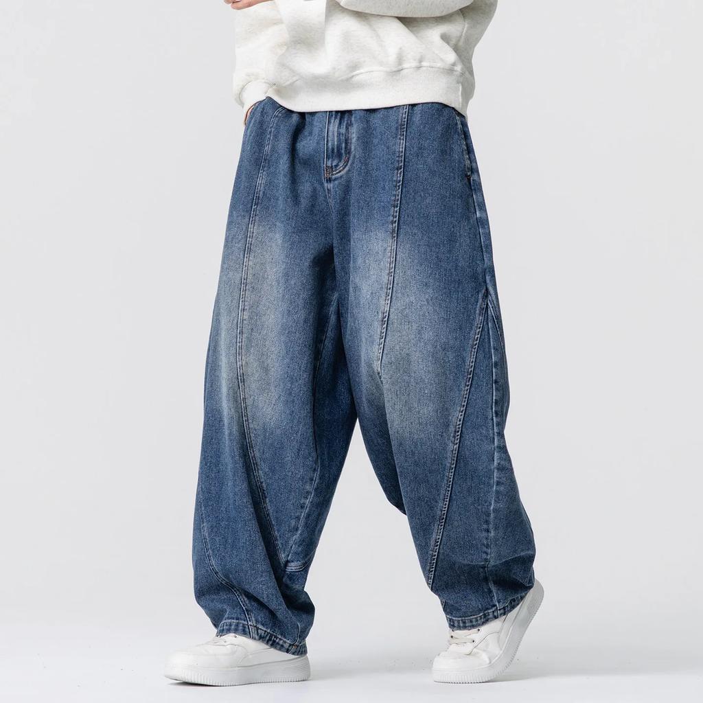 Autumn Men Black Denim Pants Men Casual High Street Harajuku Pants Man Loose Hip Hop Wide Leg Pants Man Baggy Oversized Pants