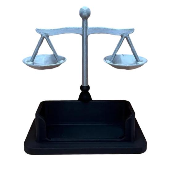 Suport Cărți de Vizită Balanța Justiției Suport Card Practic Decorativ Organizator de Birou pentru Cabinet Avocatură & Uz Profesional