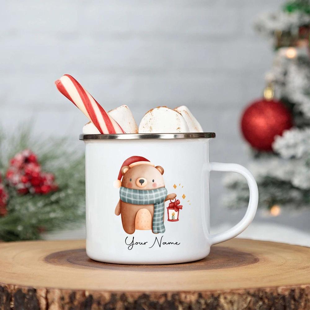 Personalised Christmas Childrens Hot Chocolate Mug Kids Xmas Enamel Mug Stocking Stuffer Gift Christmas Eve Box Ideas Gift