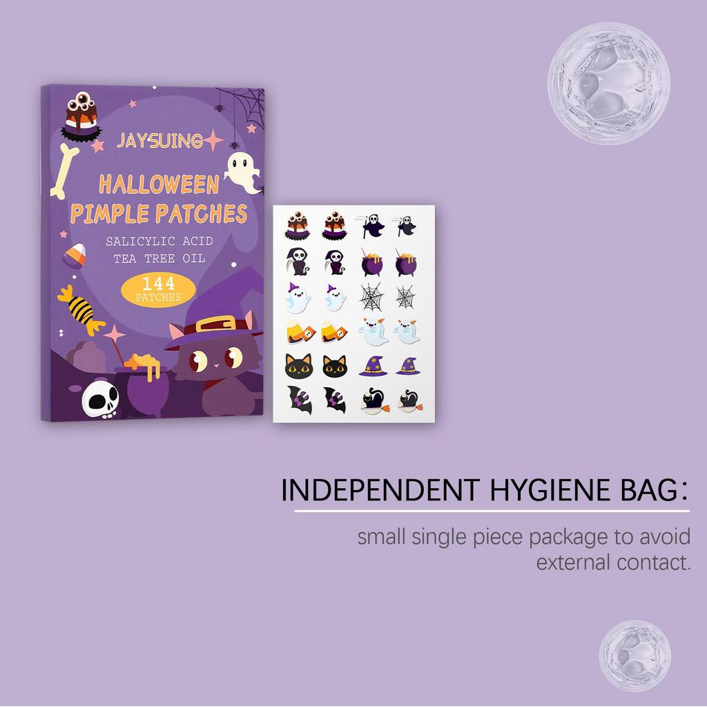 Jaysuing Halloween Acne Patches Gentle Care for Facial Skin Breathable Adhesive Covers for Acne Care 144pcs