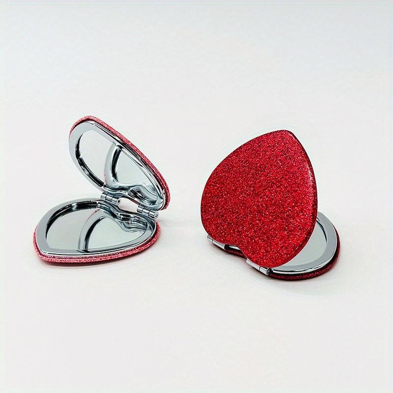 1PC Heart Shape Loose Powder Double Sided Makeup Mirror Portable for Birthday Wedding