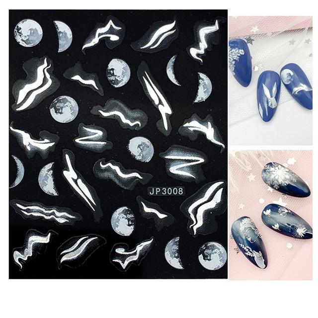 

5D наклейки для дизайна ногтей, украшения, самоклеящиеся наклейки для дизайна ногтей, дизайн маникюра, наклейка с белым снегом для дизайна ногтей, с Рождеством