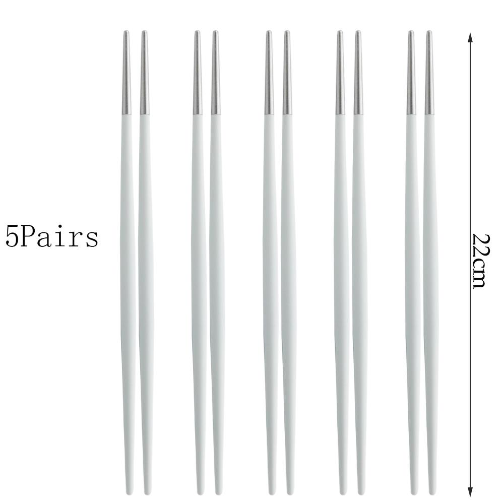 5 párů japonských korejských čínských hůlek Černé zlato Sada z nerezové oceli Nádobí Sushi hůlky Délka 22 cm Nádobí