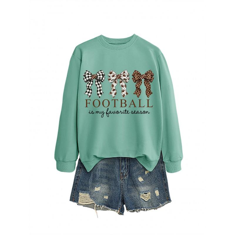 Womens Casual Loose Fit Crewneck Sweatshirt Football Print Everyday Wear