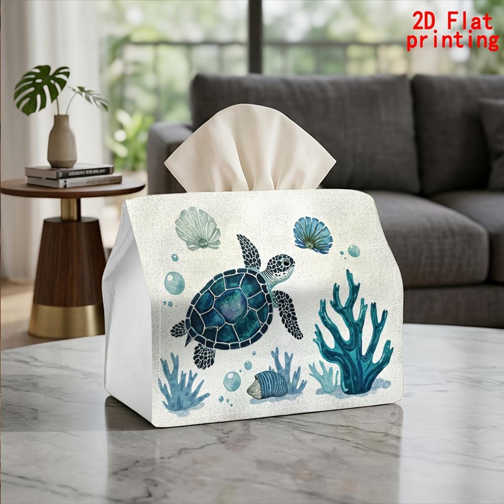 1pc Marine Life Tissue Box with Nautical Tissue Roll Holder - Reusable Compact Suitable for Kitchen, Bathroom, Office,, Farmhouse Decor - Marine-Theme