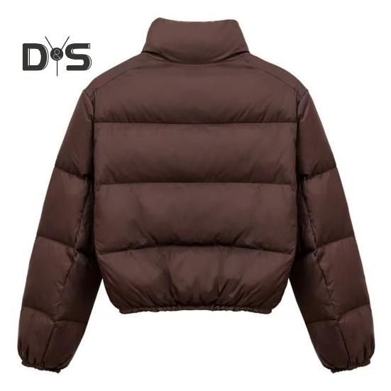 Winter Women Coat Stand Collar Neck Protection Zipper Closure Long Sleeves Windproof Heat Retention Padded Down Coat Men Slim Fit Outdoor Jacket