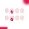 24Pcs Glossy French False Nail Short Square Press On Nail White Glitters Design ABS Matte Daily Use