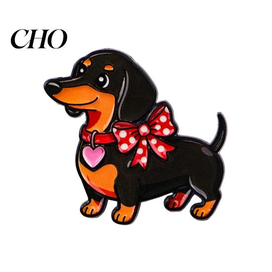 Women Brooch Decorative Enamel Dachshund Design Zinc Alloy Lapel Pin Sweater Dress Suit Badge Versatile Outfit Accessory A