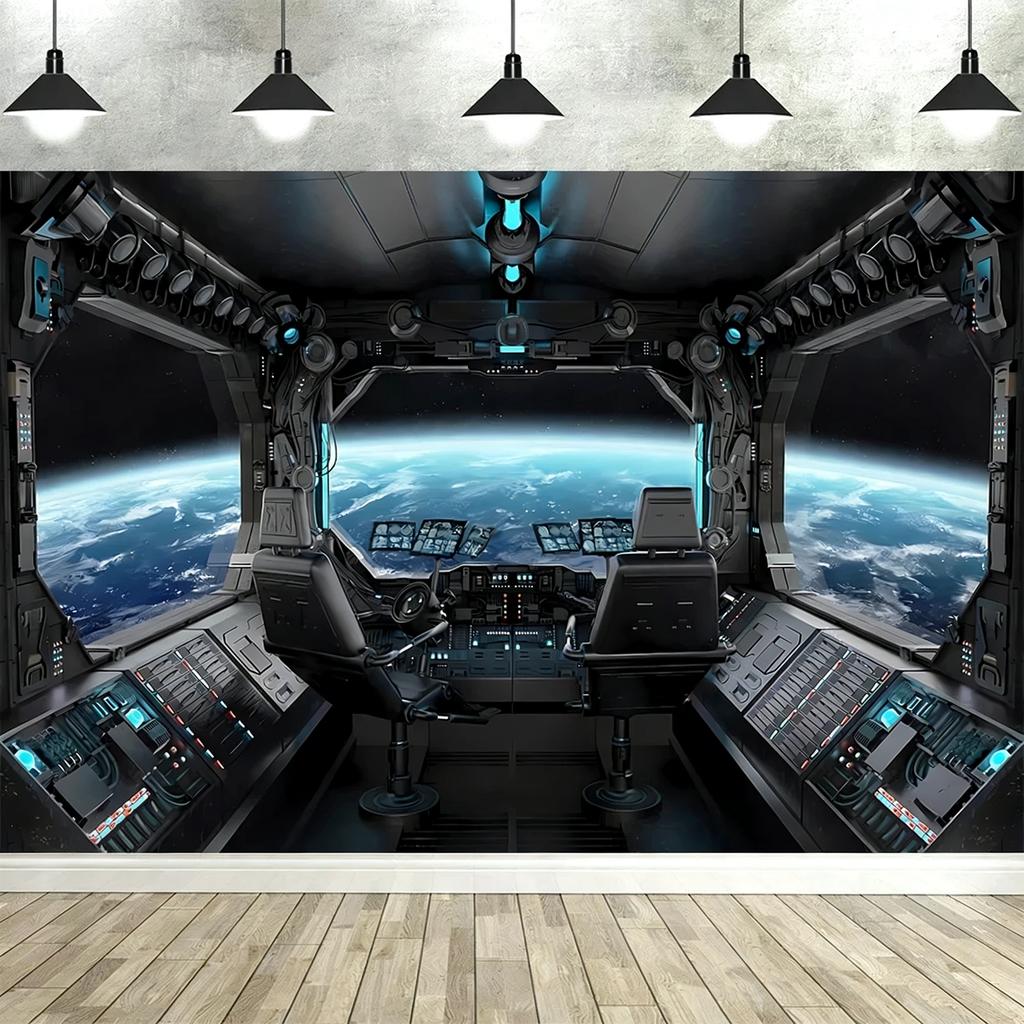 Fondo de Interior de Nave Espacial – Perfecto para Fiestas de Cumpleaños de Ciencia Ficción para Niños y Accesorios de Estudio Fotográfico-Tapiz