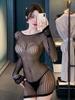 Sexy Pure Desire Bodycon Dress Elegant Sleepwear Hollow Out Tearable Mesh Large Size Sheer Hot Sexy Women Mini Dress Tops Kxu8