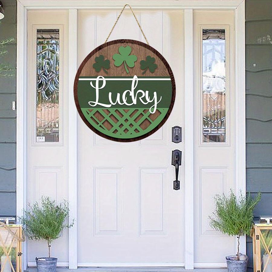 2D Flat 20cm happy st.patrick's day Lucky Wooden Wall Hanging Decor - car balloon Universal Holiday Wooden Pendant, Home Decoration Welcome Sign Party