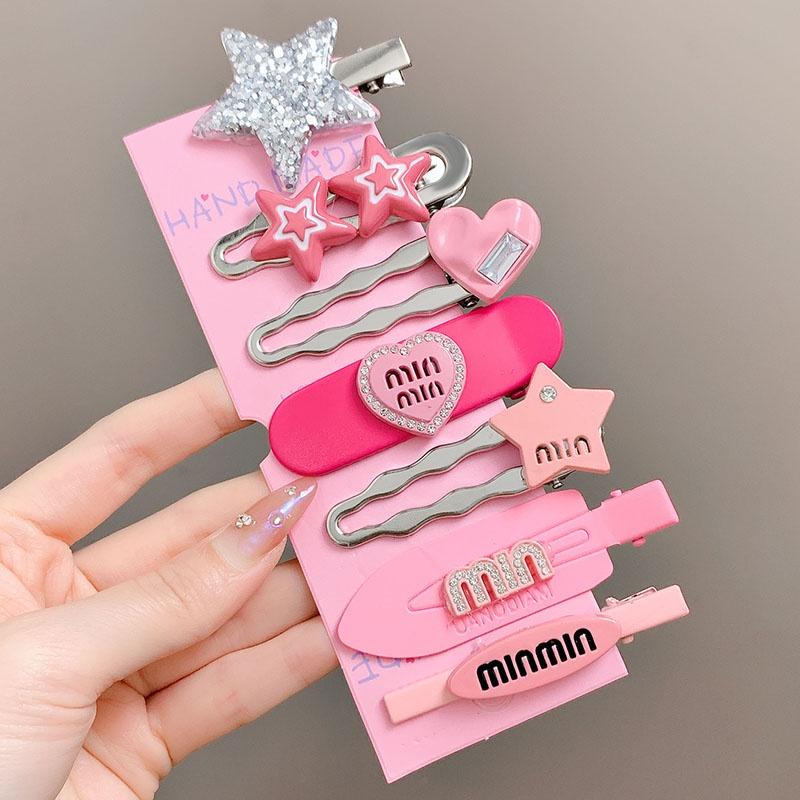 7pcs/set Metal Star Hair Clip for Women Heart Rhinestone Hair Pin Fashion Cute Girl Side Clip
