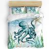 Nautical Theme Sea Turtle Starfish Compass Duvet Cover With Pillow Case 3Pcs Bedding Set Quilt Cover Double Bed Home Textile