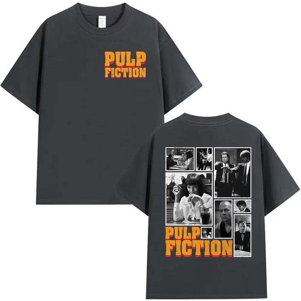 Classic Movie Pulp Fiction Graphic T Shirt Men Women Vintage High Quality Cotton Tshirts Harajuku Oversized Tshirt Streetwear