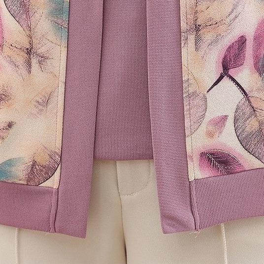 Women's Knit Top Two-Piece Set for Spring Women's Printed Knit Cardigan Round Neck Knit Short Sleeve T-Shirt Two-Piece Set Outdoor Wear