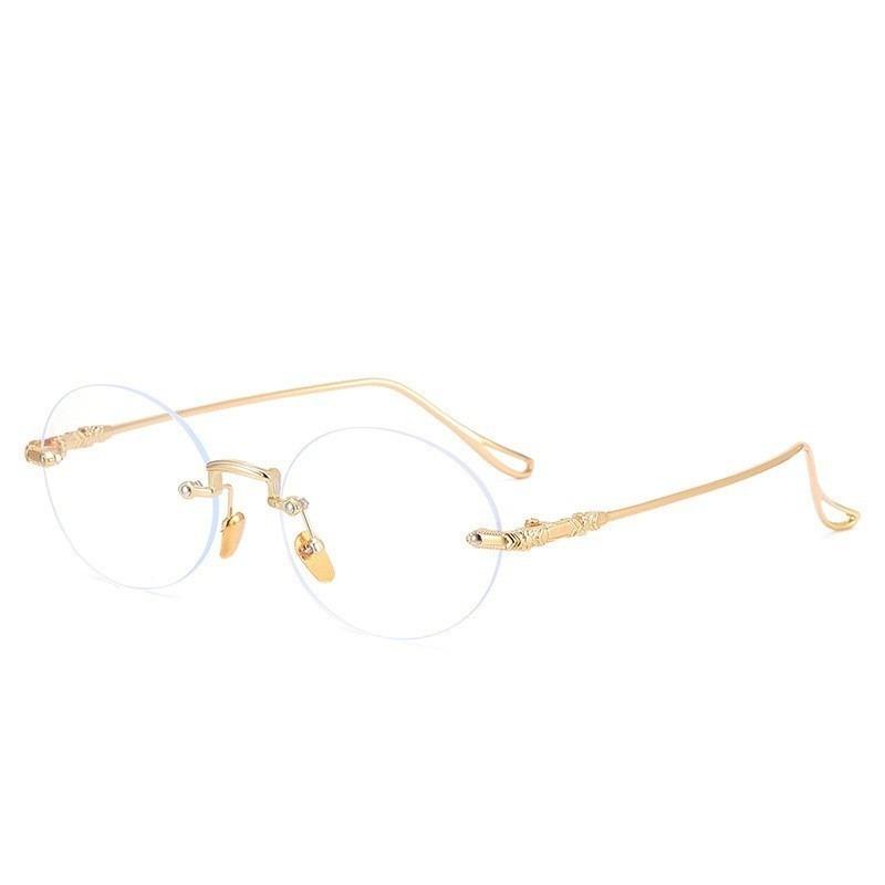 2PCS Frameless Plain Face Glasses for Female Instagram Style Small Face Anti Blue Light Glasses
