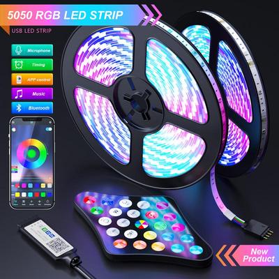 1M-30M USB Led Strip Light SMD 5050 RGB Led Flexible Strip Diode with Bluetooth APP Control TV Backlight Indoor Decoration Atmosphere Light Strip