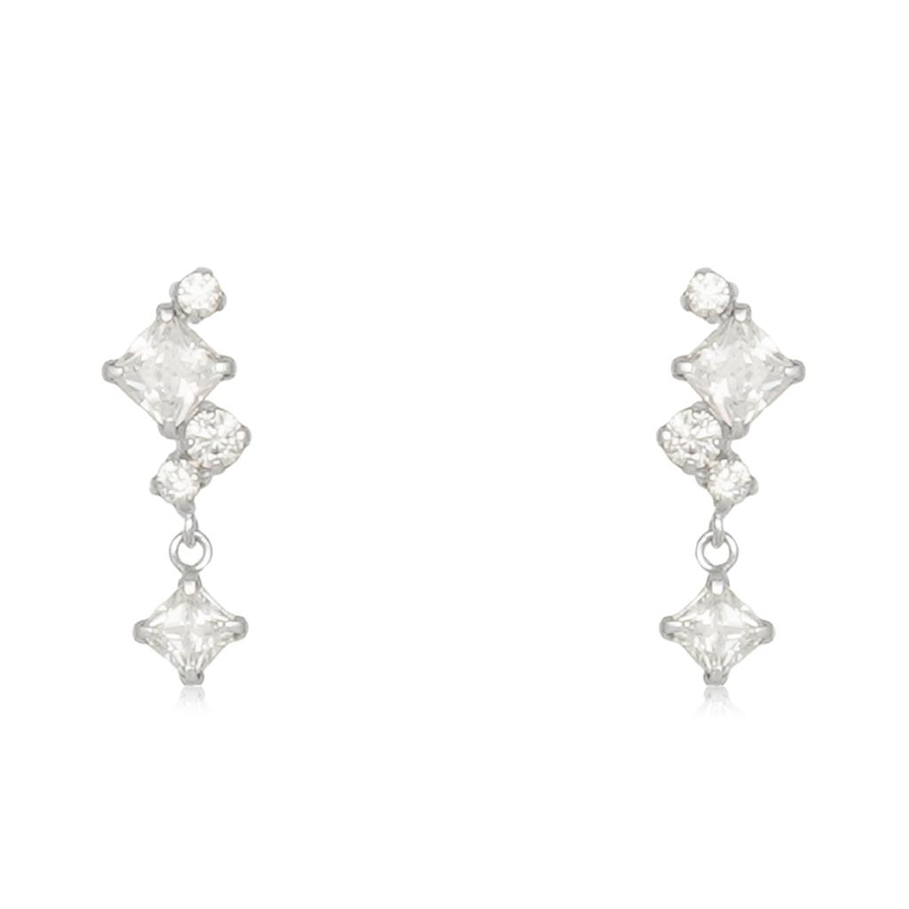 ESTELLE [Official] Women's Earrings, 10K White Gold with Cubic Zirconia, 0222-9384-0019-0000