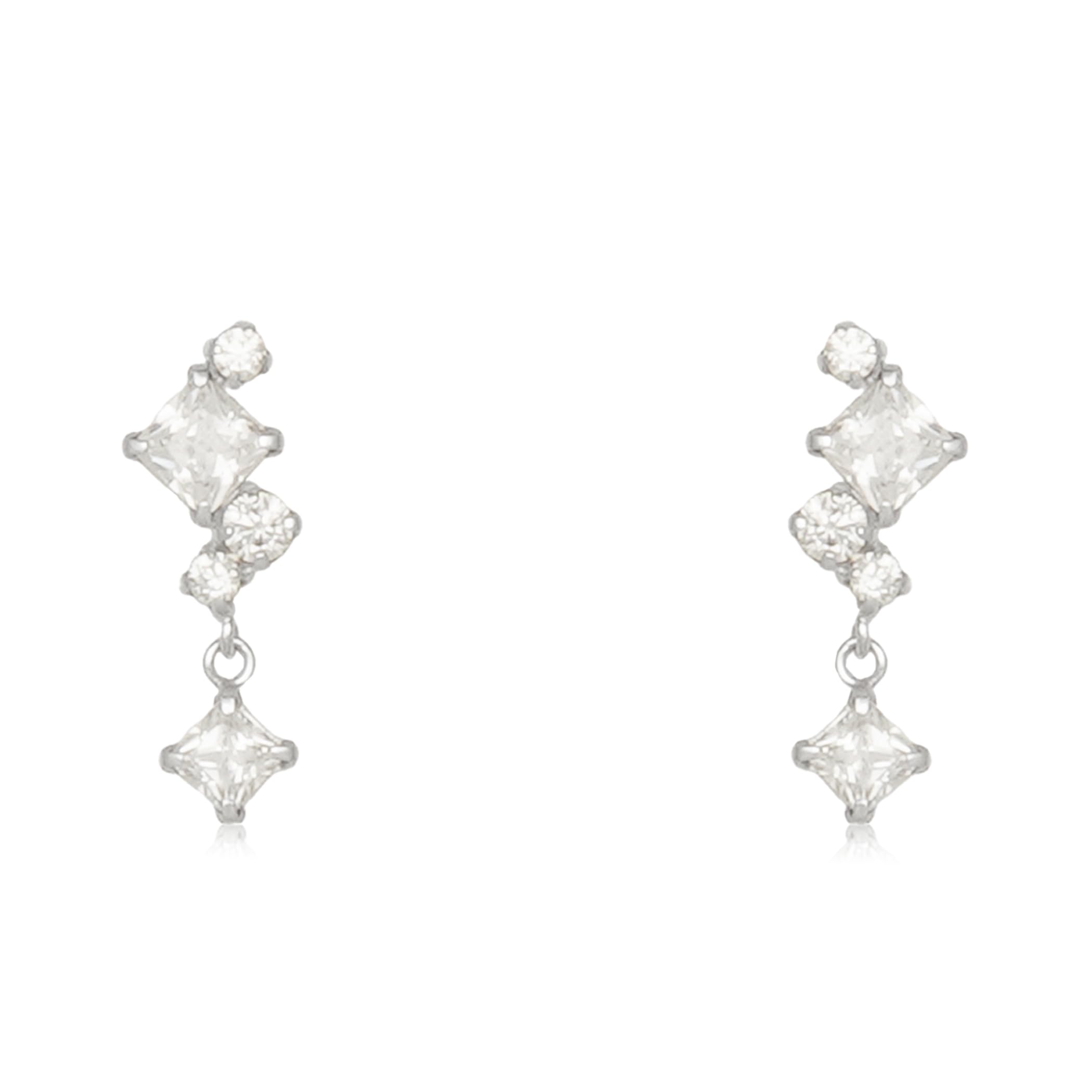 

ESTELLE [Official] Women s Earrings, 10K White Gold with Cubic Zirconia, 0222-9384-0019-0000