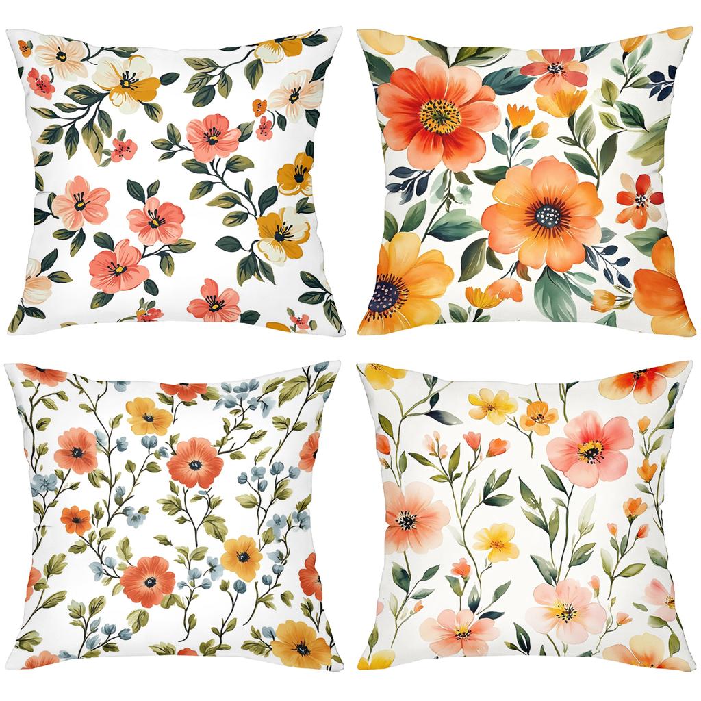 Vintage Watercolor Floral Throw Pillow Covers Pattern Cushion Cover Suitable For Sofa Bedroom Car Pillow Cover