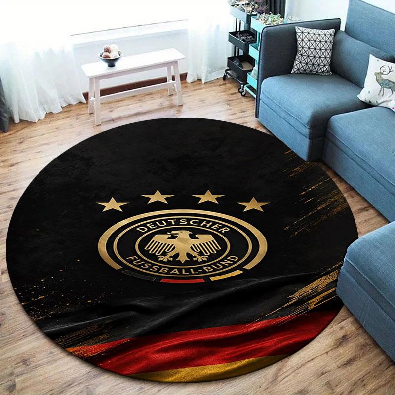 Germany National Football Team Round Area Rug,Carpet Rug for Living Room Bedroom Sofa Playroom Decor,Non-slip Floor Mat