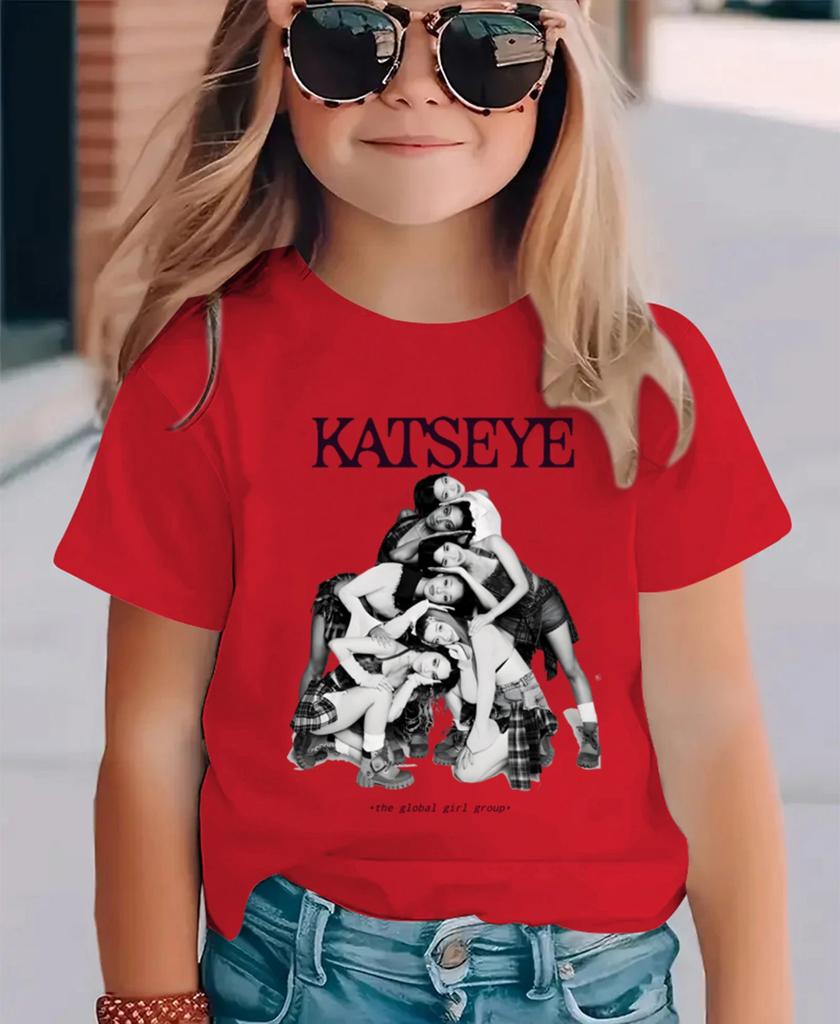 Summer Short Sleeve Tops Global Girl Group Katseye Graphic T Shirt Kids Casual Cotton Tshirt Baby Girls Tshirt Toddler Boys Top