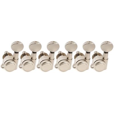 Musiclily Pro Locking Tuning Pegs with Gear Vintage Oval for and Electric Nickel Left-Handed 6-Piece 181 Ratio, Buttons, 45-Degree Screws, Strat,