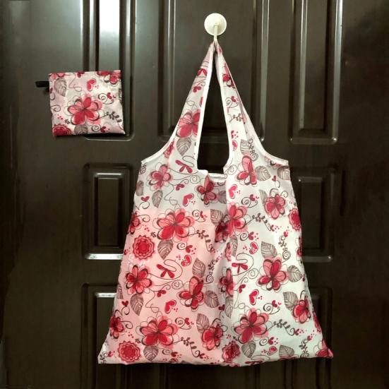 Folding Shopping Bag Reusable Tote Cute Prints Foldable Portable Animal Plants Fabric Grocery Shopping Tote