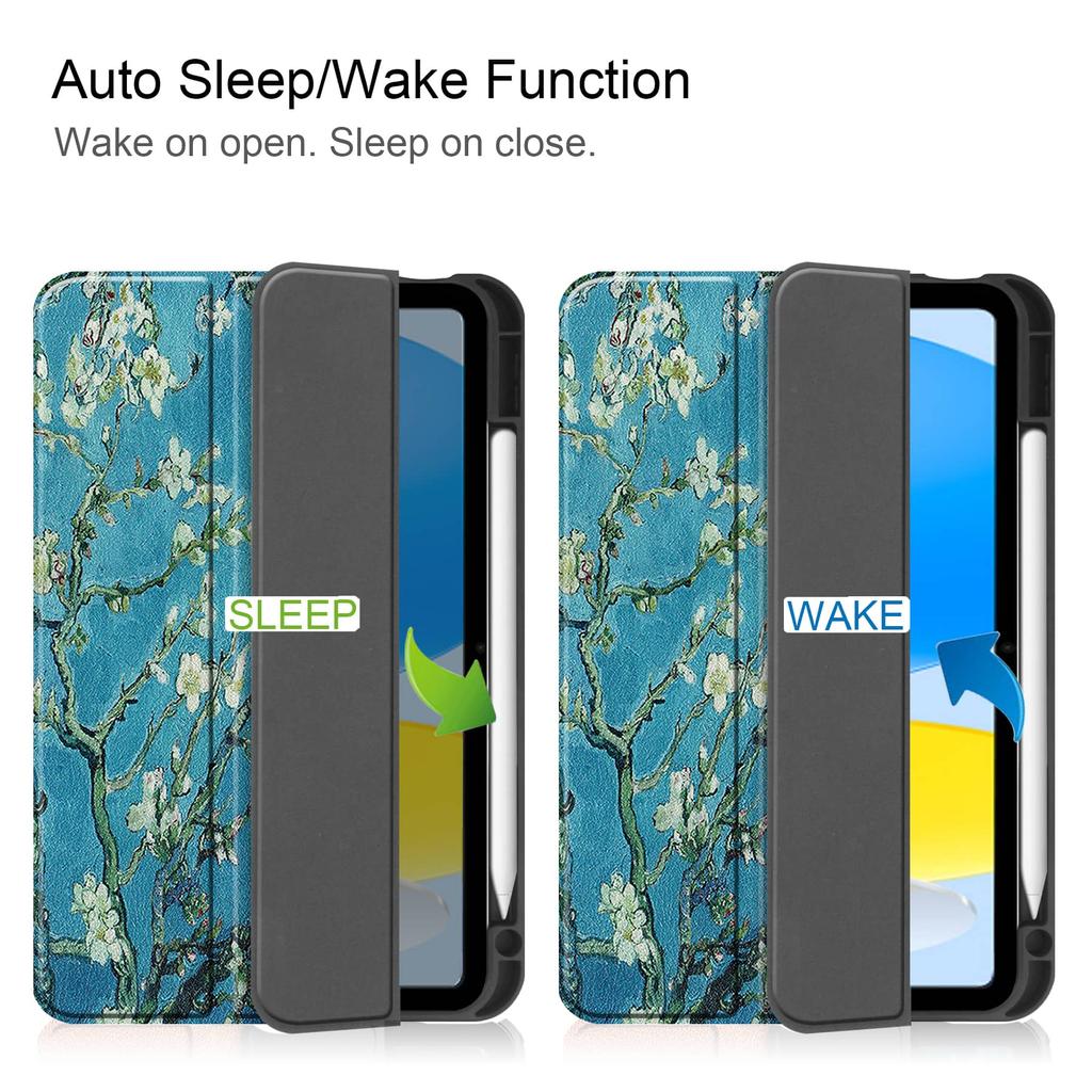 Case for iPad A16 11 2025 iPad 10th 10.9'' with Pen Holder-[Tri-fold Stand +  Auto Wake/Sleep],Colorful Premium PU Leather Case