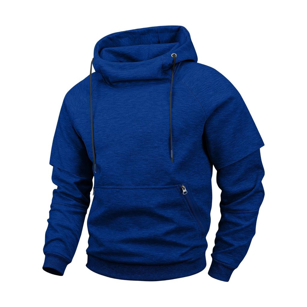 Men's Casual Long Sleeve Pullover Hoodie with Round Neck Sweatshirt for Sports and Everyday Wear