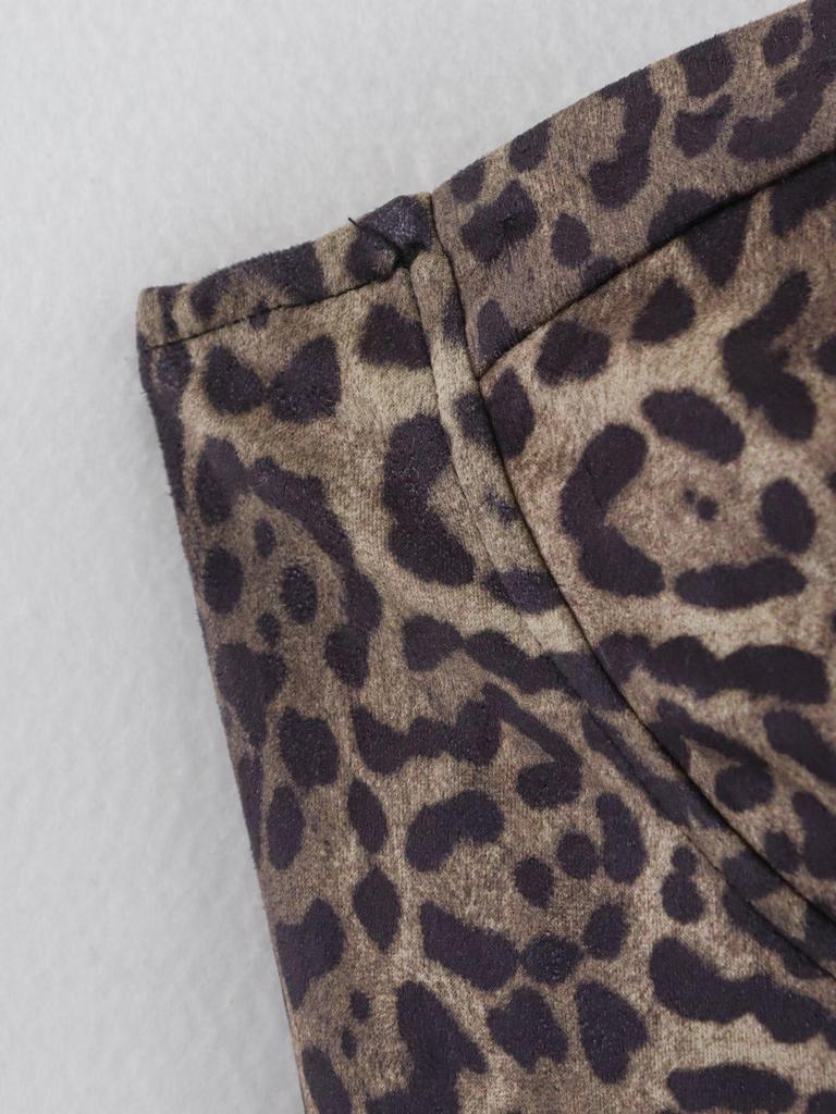 2025 Spring Women's European & American Style Leopard Print Strapless Puff Skirt