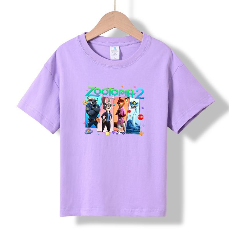 

XH32 MINISO 2026 Summer New Printed Cotton Round Neck T-shirt for Children Aged 1-16, Boys and Girls 150 фіолетовий