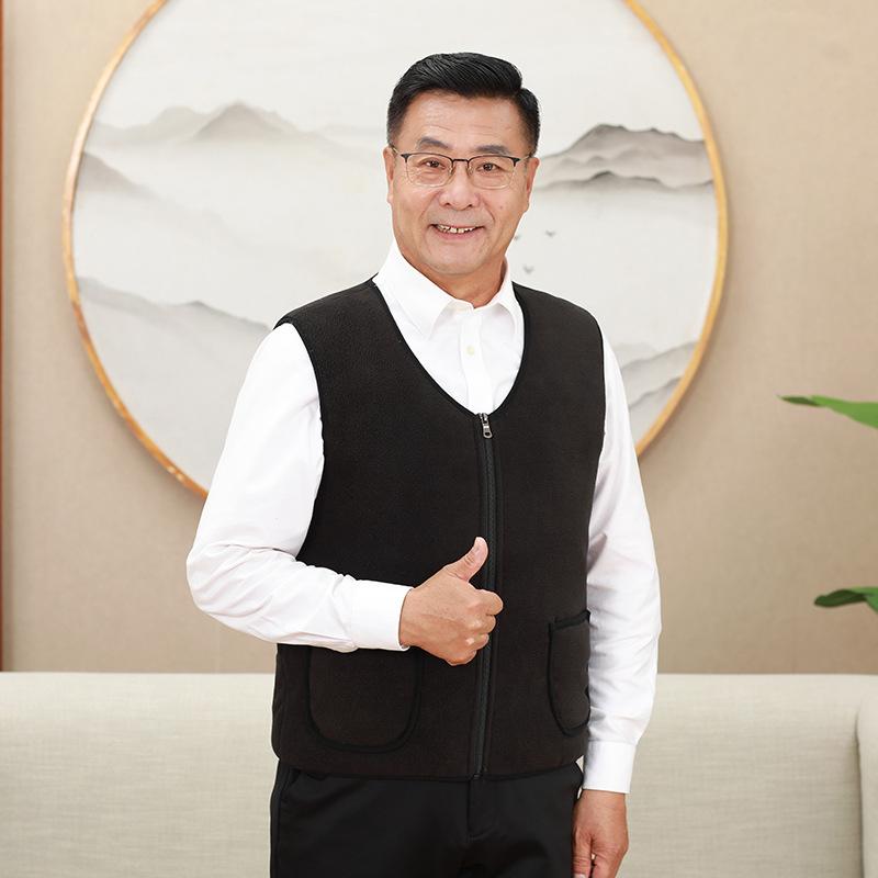 

Мужской флисовый жилет средней плотности жилет жилет флис утолщенный повседневный мужской жилет куртка жилет M-50kg or less чёрный